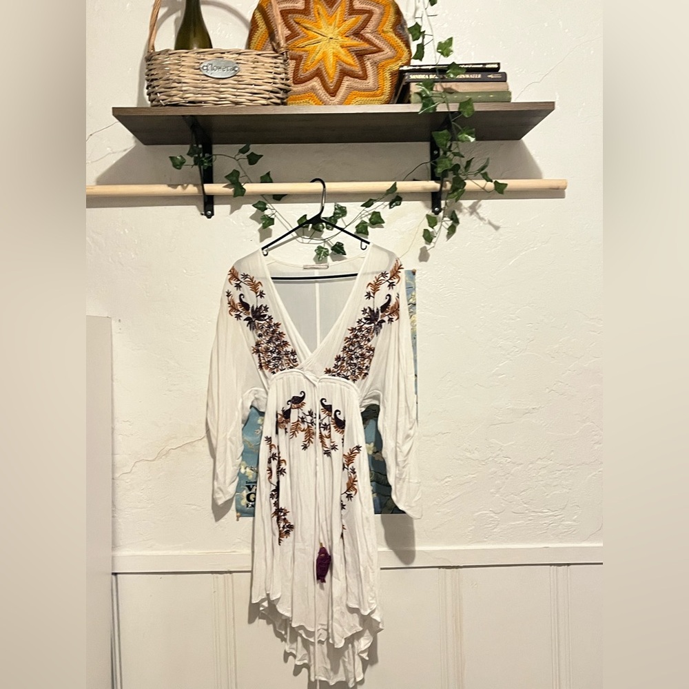 Hand-made & embroidered summer dress; one-size (medium)